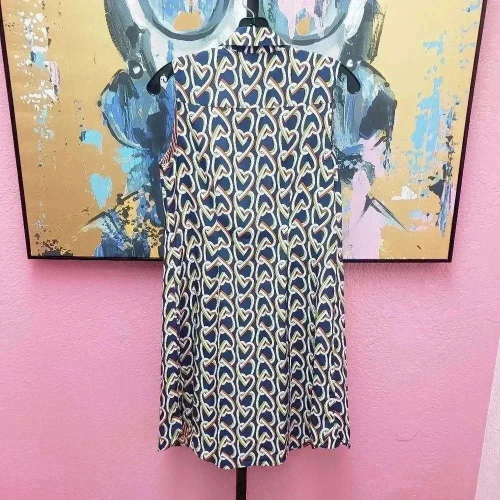 CAbi Style 5370 Armour Blue Geometric Heart Shirtdress - Picture 2 of 6
